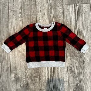 Baby Gap Boy’s Buffalo Check Plaid Knit Sweater Button Collar 6-12 Months